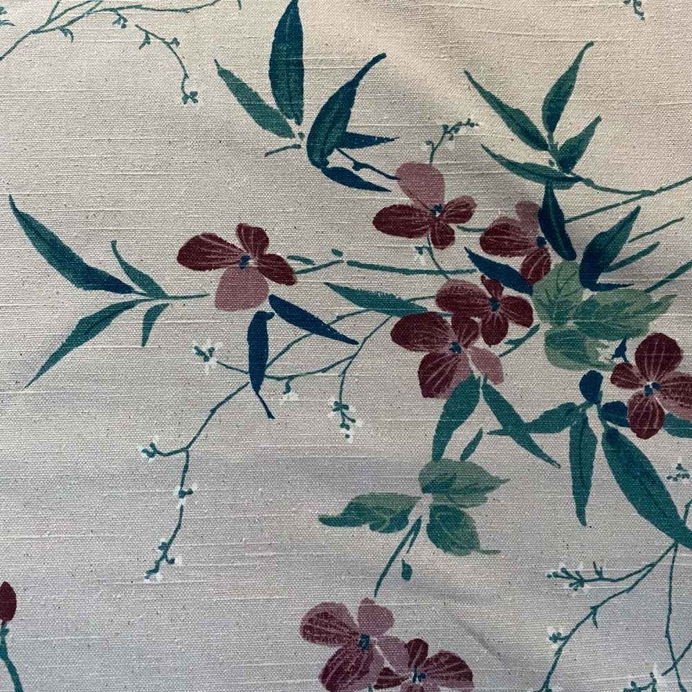 Vintage Floral Drapery Curtain Fabric Panel Screen Print 75”x 79.5”
